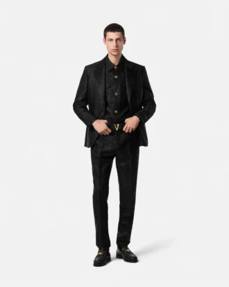 Blazer cu un singur rând de nasturi, din jacquard cu imprimeu leopard