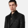 Blazer cu un singur rând de nasturi, din jacquard cu imprimeu leopard