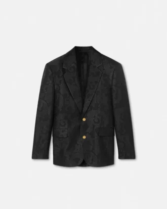Blazer din amestec de lână jacquard