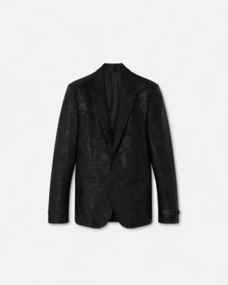 Blazer din amestec de lână jacquard