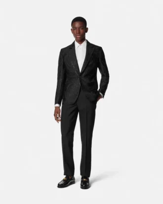 Blazer din amestec de lână jacquard