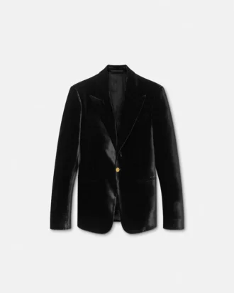Blazer din catifea cu un singur rând de nasturi
