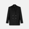 Blazer din lână cu dungi, cu două rânduri de nasturi Blazer din lână cu dungi, cu două rânduri de nasturi