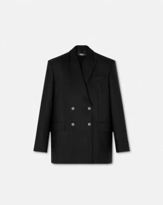 Blazer din lână cu dungi, cu două rânduri de nasturi