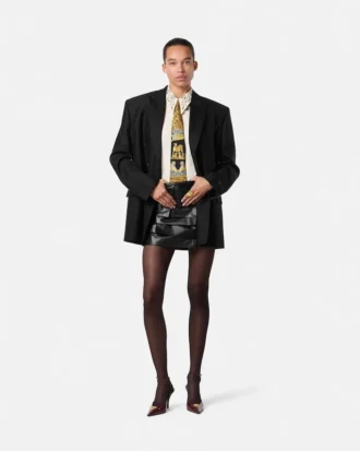 Blazer din lână cu dungi, cu două rânduri de nasturi