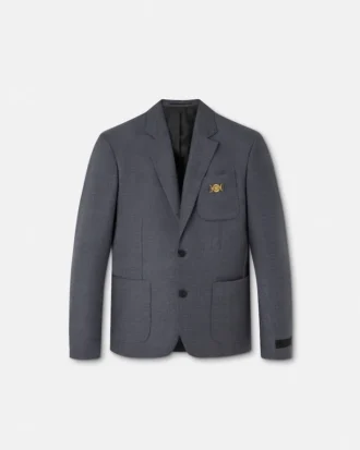 Blazer din lână cu micro-carouri