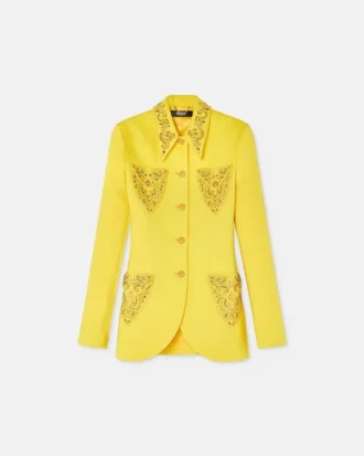Blazer din lână cu nasturi, cu un singur rând de nasturi