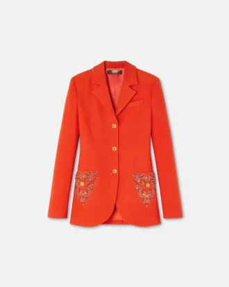 Blazer din lână cu nasturi, cu un singur rând de nasturi