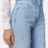 Blugi regular fit cu talie înaltă și detalii decorative Blugi regular fit cu talie înaltă și detalii decorative