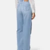 Blugi regular fit cu talie înaltă și detalii decorative Blugi regular fit cu talie înaltă și detalii decorative