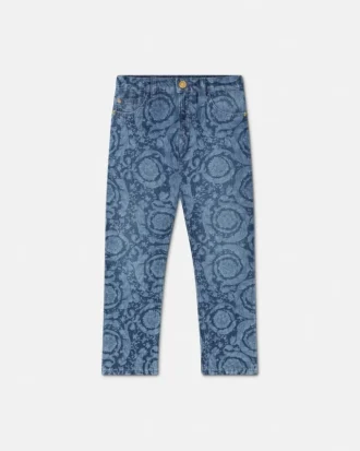 Blugi skinny pentru copii, cu imprimeu laser
