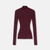 Bluză ajustată din tricot cu nervuri din lână merino