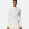 Bluză ajustată din tricot cu nervuri din lână merino