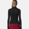 Bluză ajustată din tricot cu nervuri din lână merino