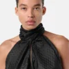 Bluză din mătase jacquard cu decolteu lavallière Bluză din mătase jacquard cu decolteu lavallière