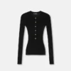 Bluză Henley din tricot cu nervuri din lână merino