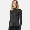 Bluză tricotată cu nervuri din amestec de lurex Bluză tricotată cu nervuri din amestec de lurex