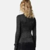 Bluză tricotată cu nervuri din amestec de lurex Bluză tricotată cu nervuri din amestec de lurex