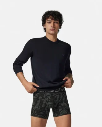 Boxeri lungi din bumbac jersey jacquard imprimat