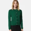 Cardigan ajustat din tricot jacquard din viscoză Cardigan ajustat din tricot jacquard din viscoză