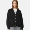Cardigan boxy din tricot de cașmir și lână Cardigan boxy din tricot de cașmir și lână