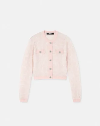 Cardigan din tricot jacquard mohair