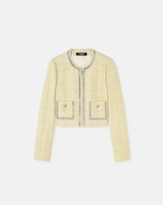 Cardigan din tweed cu cristale