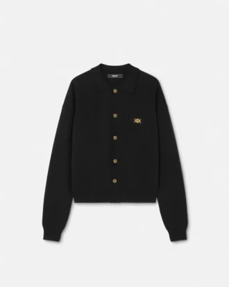 Cardigan polo din tricot de cașmir și bumbac