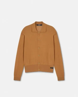 Cardigan polo din tricot de mătase și bumbac