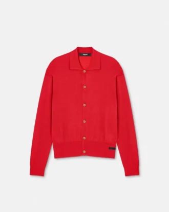 Cardigan polo din tricot de mătase și bumbac
