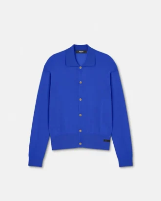 Cardigan polo din tricot de mătase și bumbac