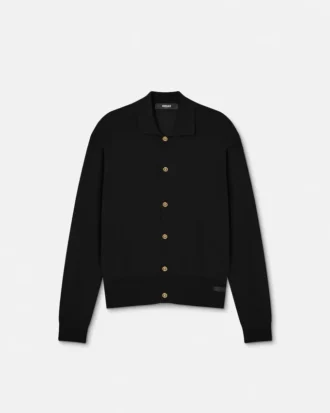 Cardigan polo din tricot de mătase și bumbac