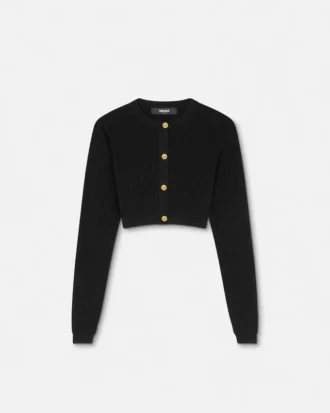 Cardigan scurt din tricot jacquard elastic din viscoză