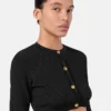 Cardigan scurt din tricot jacquard elastic din viscoză Cardigan scurt din tricot jacquard elastic din viscoză