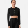 Cardigan scurt din tricot jacquard elastic din viscoză Cardigan scurt din tricot jacquard elastic din viscoză