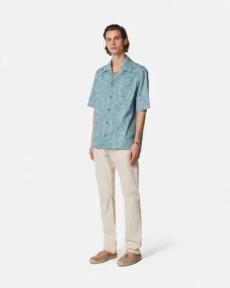 Cămașă din denim jacquard Barocco