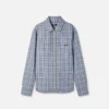 Cămașă din flanelă de lână în carouri, cu fermoar Cămașă din flanelă de lână în carouri, cu fermoar