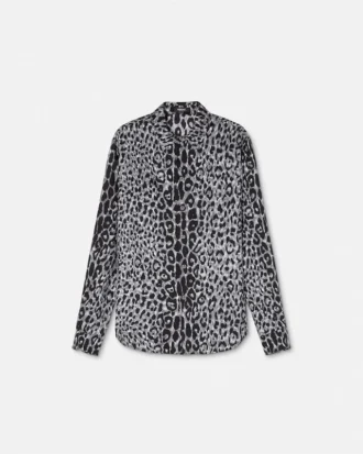 Cămașă din mătase cu imprimeu leopard
