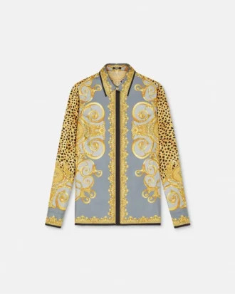 Cămașă din mătase cu imprimeu leopard