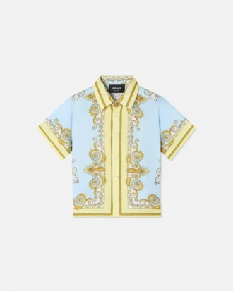 Cămașă din twill de mătase cu imprimeu pentru copii
