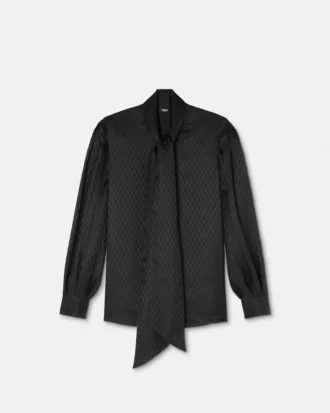 Cămașă Lavallière din mătase jacquard cu imprimeu V Allover Cămașă Lavallière din mătase jacquard cu imprimeu V Allover