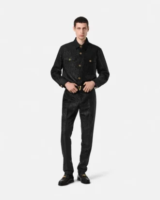 Cămașă lungă din jacquard cu imprimeu leopard