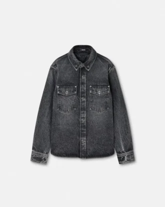 Cămașă oversize din denim cu imprimeu foulard