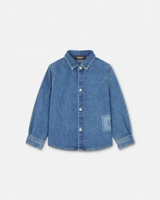 Cămașă pentru copii din denim cu logo vintage din anii ’90