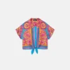 Cămașă scurtă din twill de mătase imprimată pentru copii Cămașă scurtă din twill de mătase imprimată pentru copii