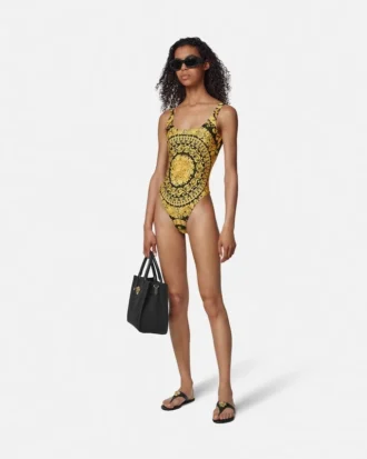 Costum de baie dintr-o singură piesă din amestec de nailon imprimat