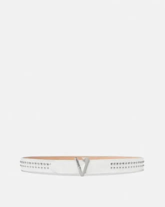 Curea din piele cu ornamente în formă de V, 3 cm