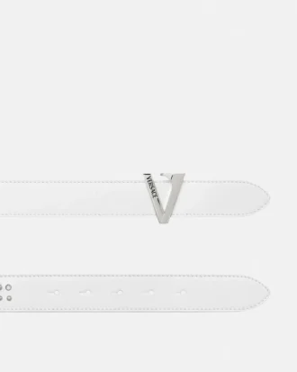 Curea din piele cu ornamente în formă de V, 3 cm