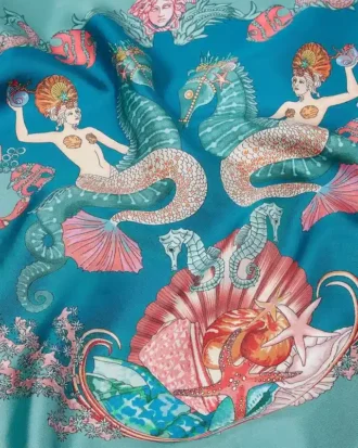 Fular mare din mătase Coral Theatre 90 cm