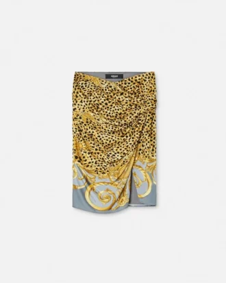 Fustă midi drapată Cheetah Foulard